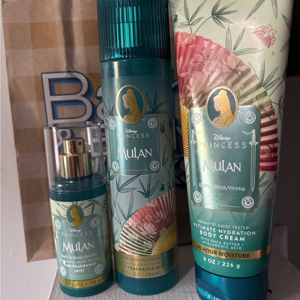 Bath & Body Works Disney Princess Mulan Hydrating Body Cream & Mist Set - Teal